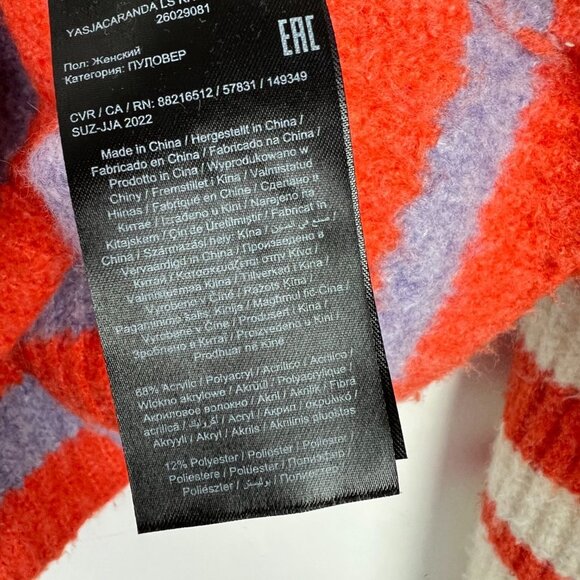 Y.A.S Jacaranda Knit Sweater Oversized Striped Wide Sleeve Size XS T2814 - Picture 8 of 11